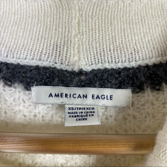 American Eagle Striped Oversized Waffle Knit Pullover Sweater - Picture 5 of 7